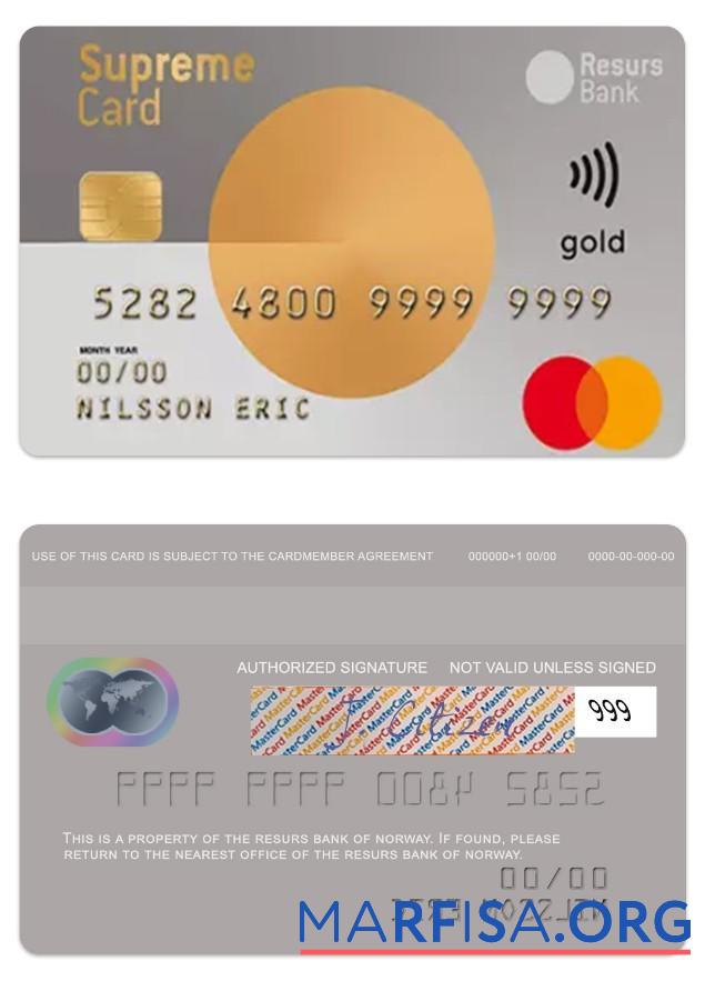 Realistic Norway Resurs Bank supreme gold card download for verification